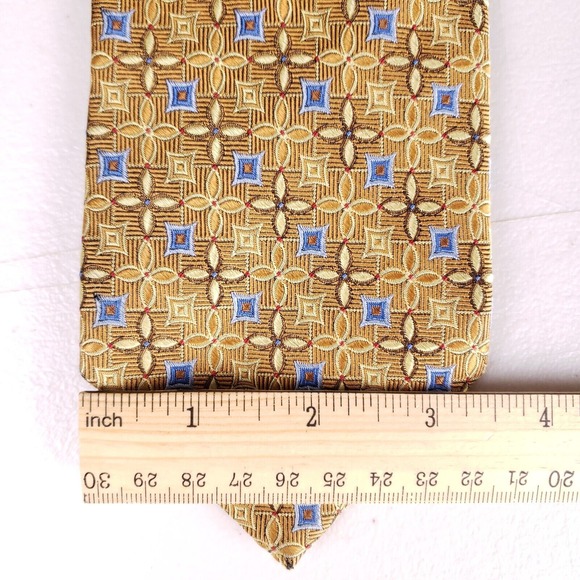 Jos A Bank Signature Collection Tie Mens Gold Blue Geometric Luxury Businesscore - Picture 5 of 6